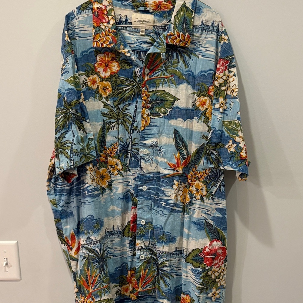 RedHead Blue Tropical Floral Button Down Shirt